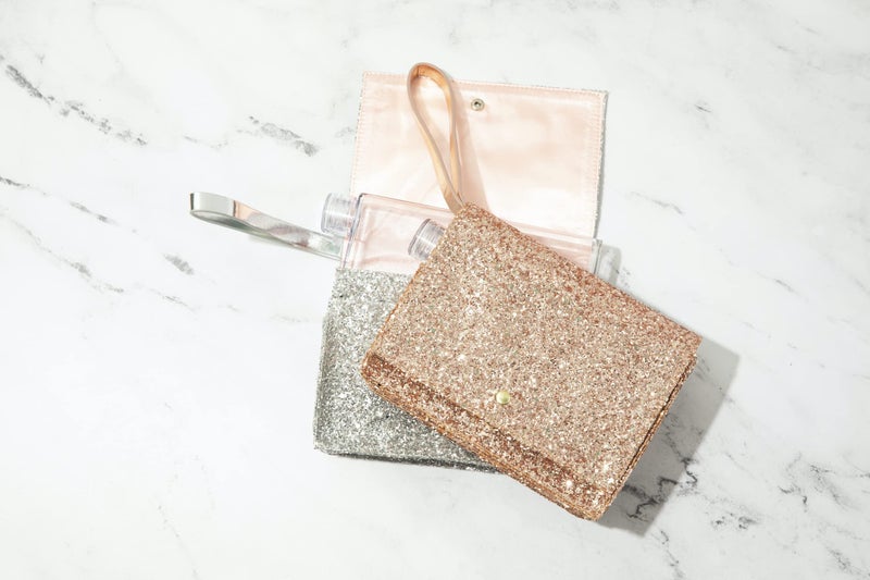 Slant Collections Glittery Clutch Purse with Hidden Flask, Holds 16-Ounces, Silver - Image 5